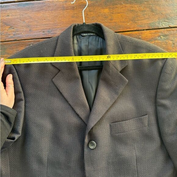 Black Sport Coat with Notch Lapel and Wool Blend - Picture 9 of 9